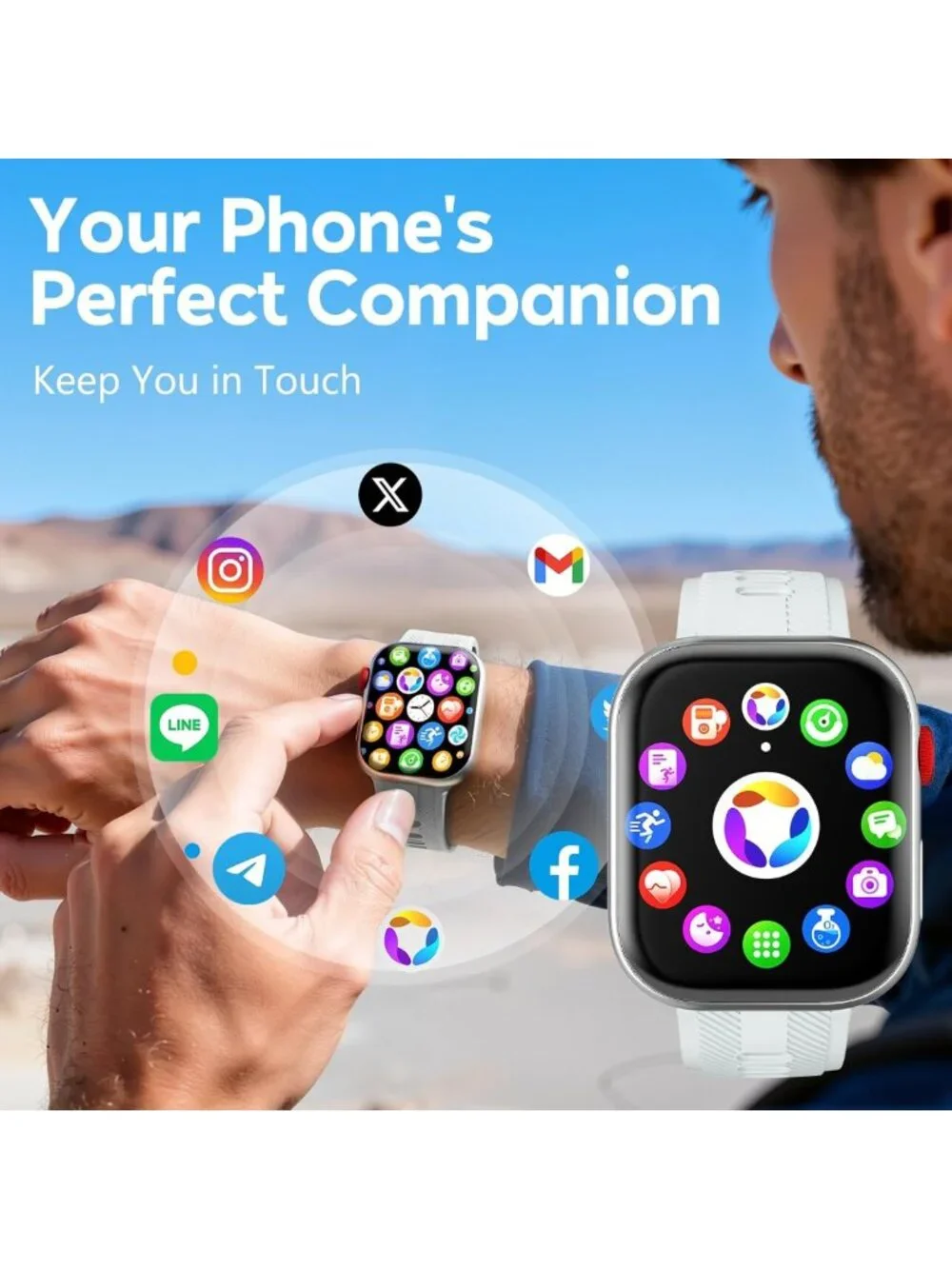 Stylish HD Smartwatch for Fitness, Calls & Music Control, IP68 Waterproof, 120